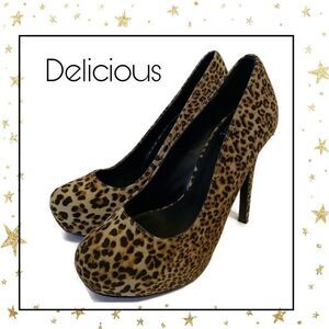 Delicious Women's Platform Cheetah Heels 5.5